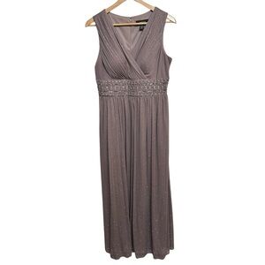 R&M Richards Women's Size 10 Light Rose Taupe Beaded‎ Glitter Formal Gown Dress